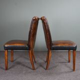 Set of 5 sheepskin dining chairs