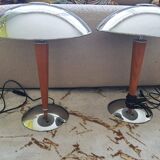 F LINE chrome and wood desk lamp