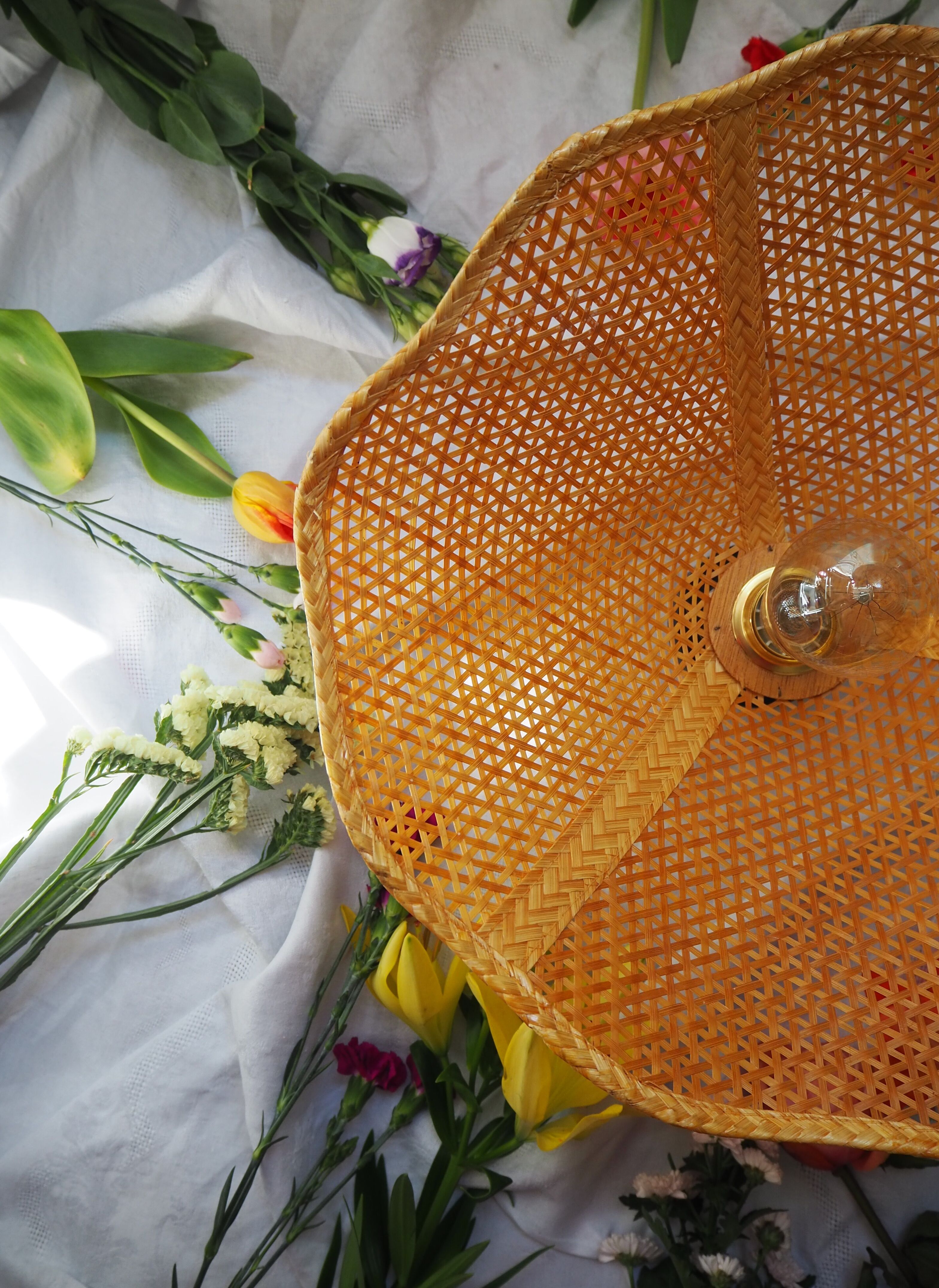 Natural canage wall sconce