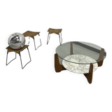 Hugues Poignant coffee table in marble and glass