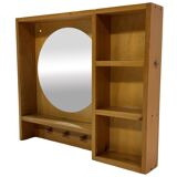 Porte-manteau console miroir en pin vintage au design minimaliste