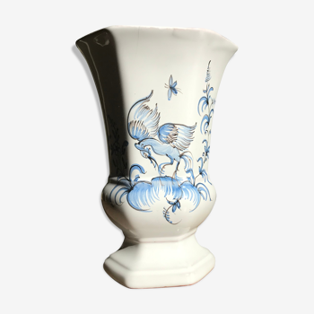 Vase Moutiers blanc et bleu