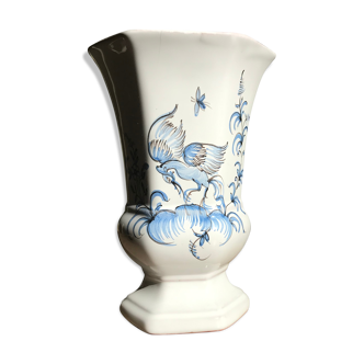 White and blue Moutiers vase