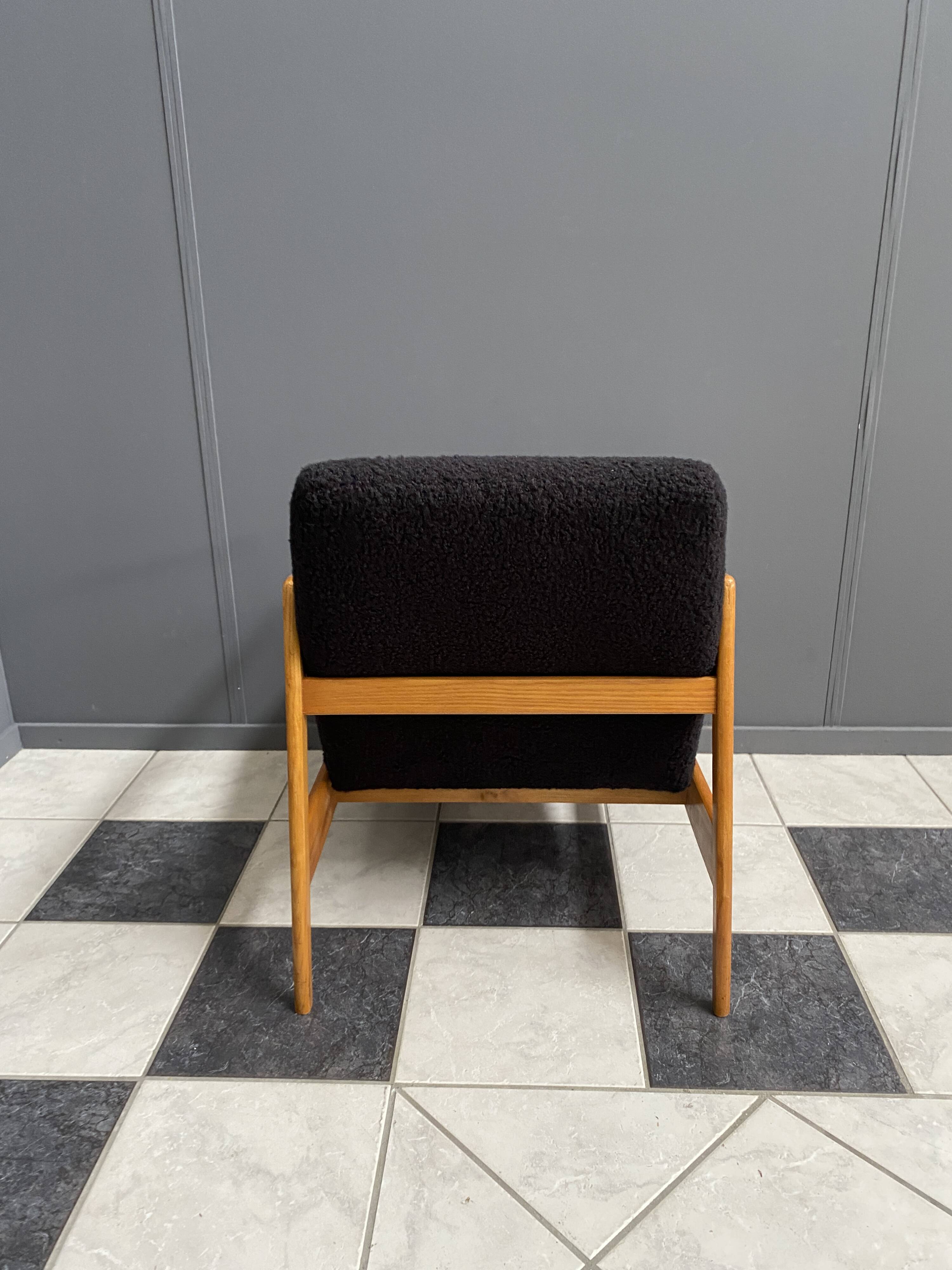 Black Boucle fabric chair 1970s