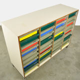 Dutch schoolcabinet with coloured drawers, 1970s