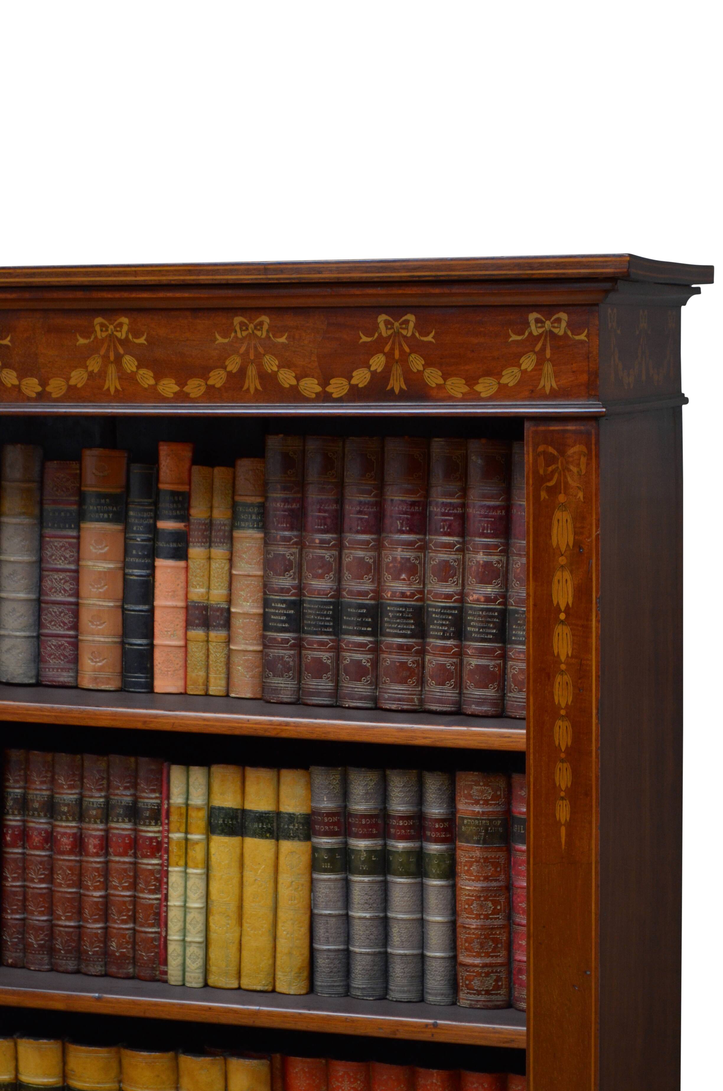 Edwardian Mahogany and Inlaid Open bookcase