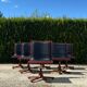 Vintage armchair in wood and black leather Cofemo (6 available)