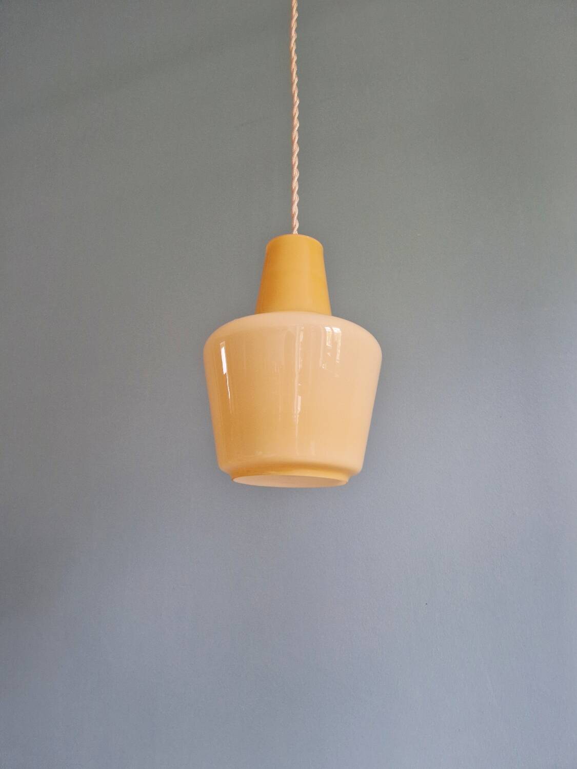 Scandinavian honey-colored opaline pendant light, 1960s