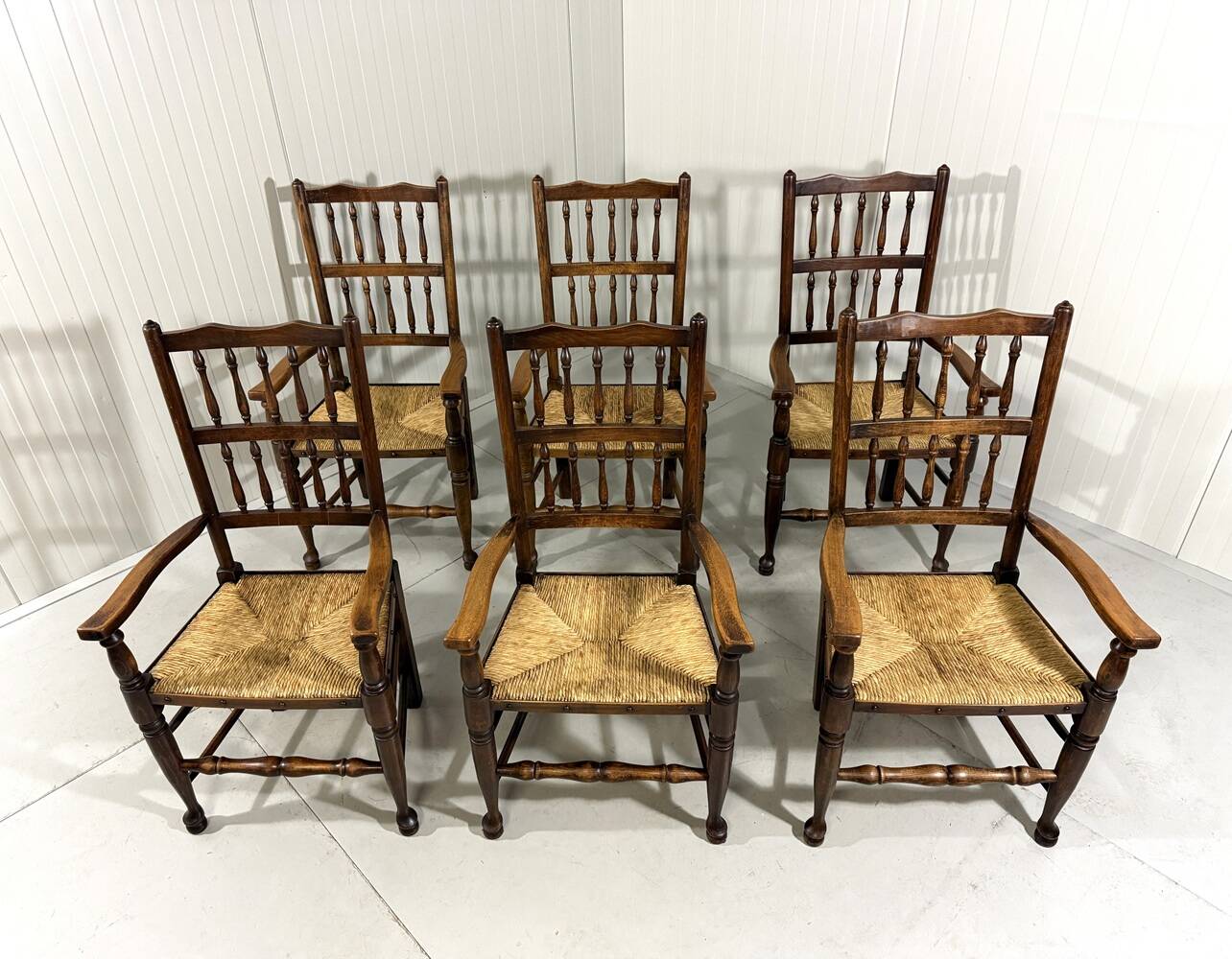 Lancashire spindleback dining arm chairs 1900's
