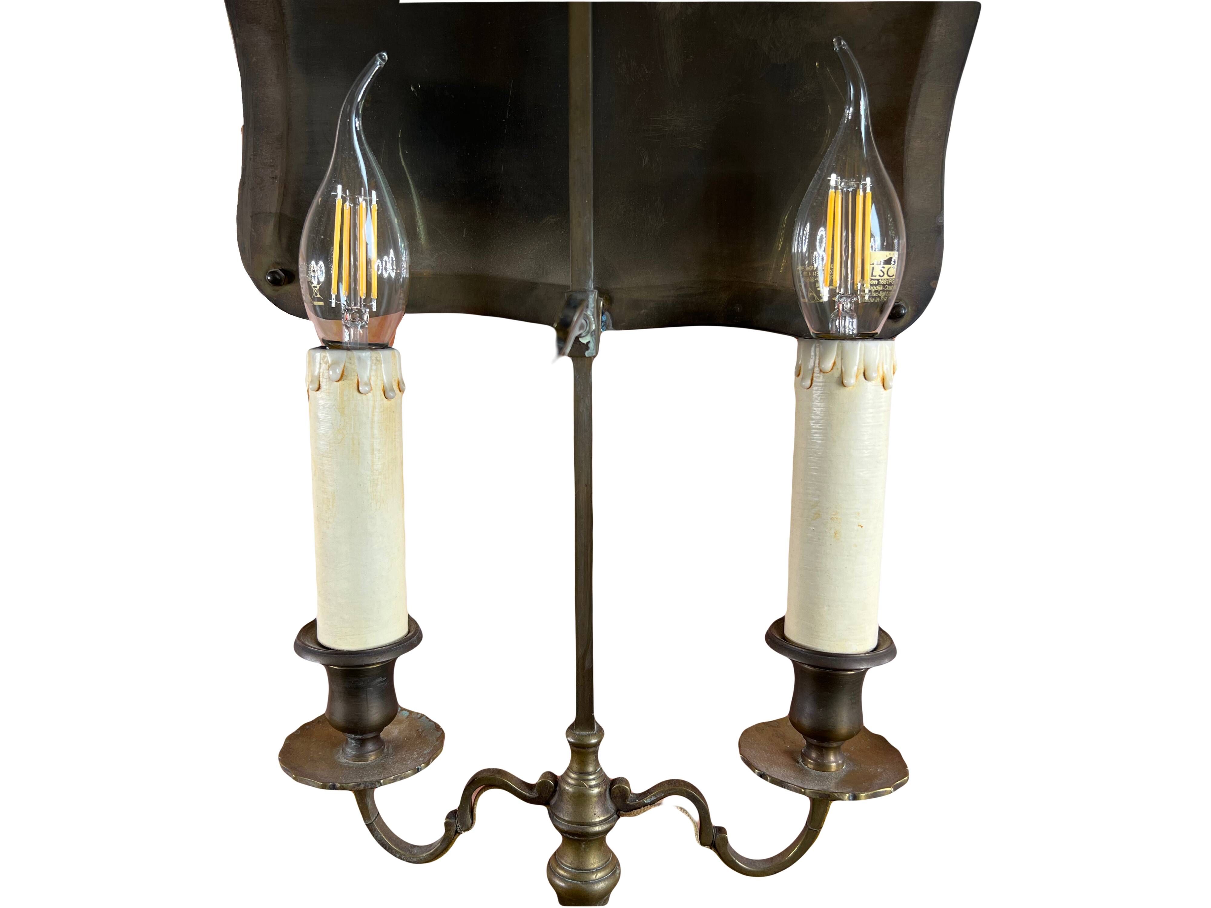 Two-light bronze table lamp