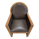 art deco armchair in leather and wood