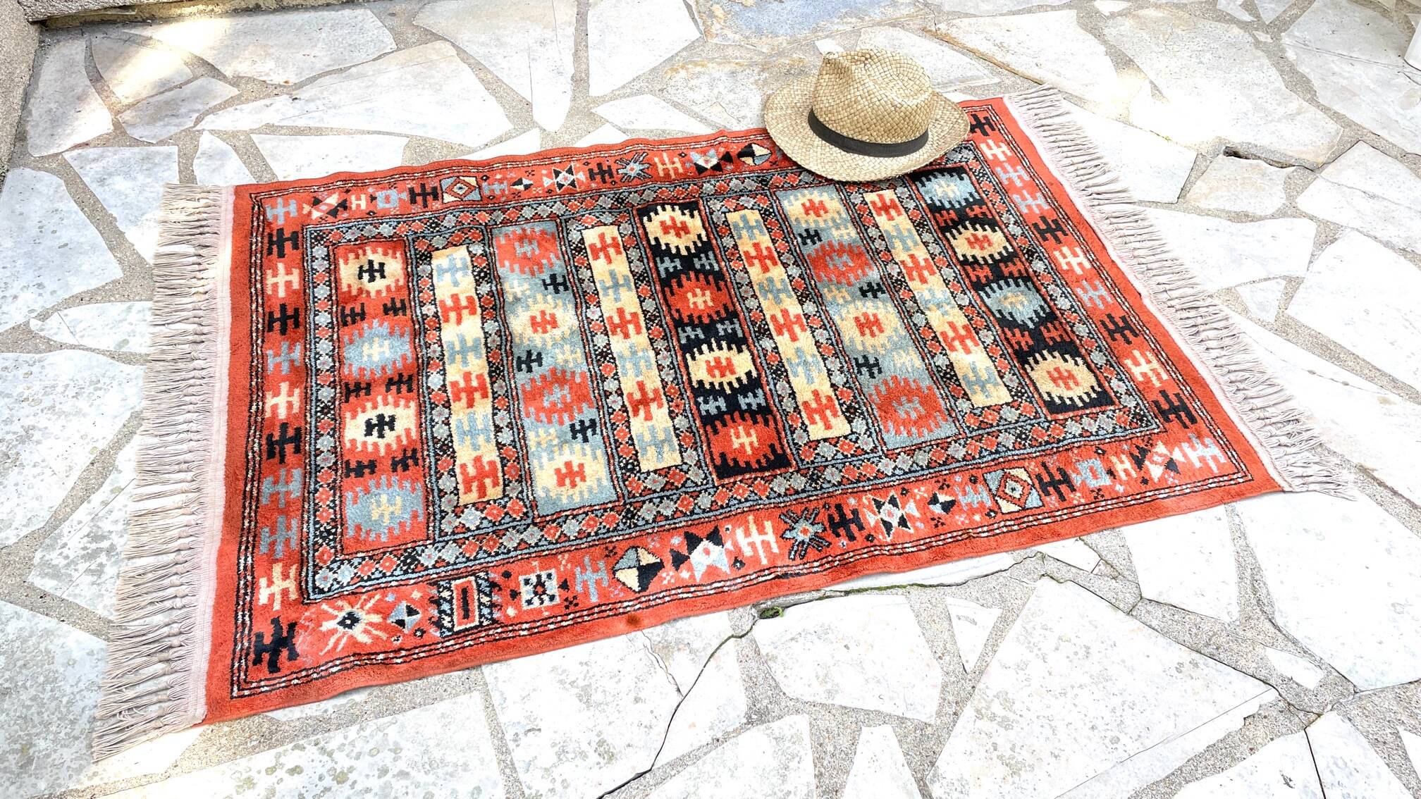 Vintage silk and cotton rug - 142 x 84cm