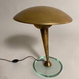 Crystal and Brass Table Lamp attributed to Pietro Chiesa for Fontana Arte, Italy, 1950s