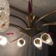 Lustre 8 brass lights and blown glass - 60s