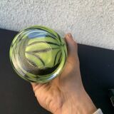 Vase verre soufflé vert et bleu