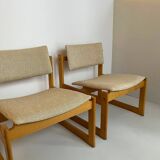 Pair of Michel Mortier armchairs in light wood
