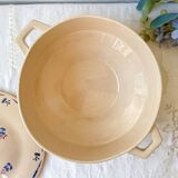 Vintage K&G Luneville "Flore" porcelain soup tureen, 1950s, small blue flowers