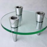 Bougeoirs cercle en verre, 3 flammes, danemark, 1970