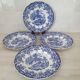 4 earthenware plates with floral and pastoral scene motif