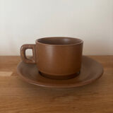 Vintage brown bistro cup duo large size