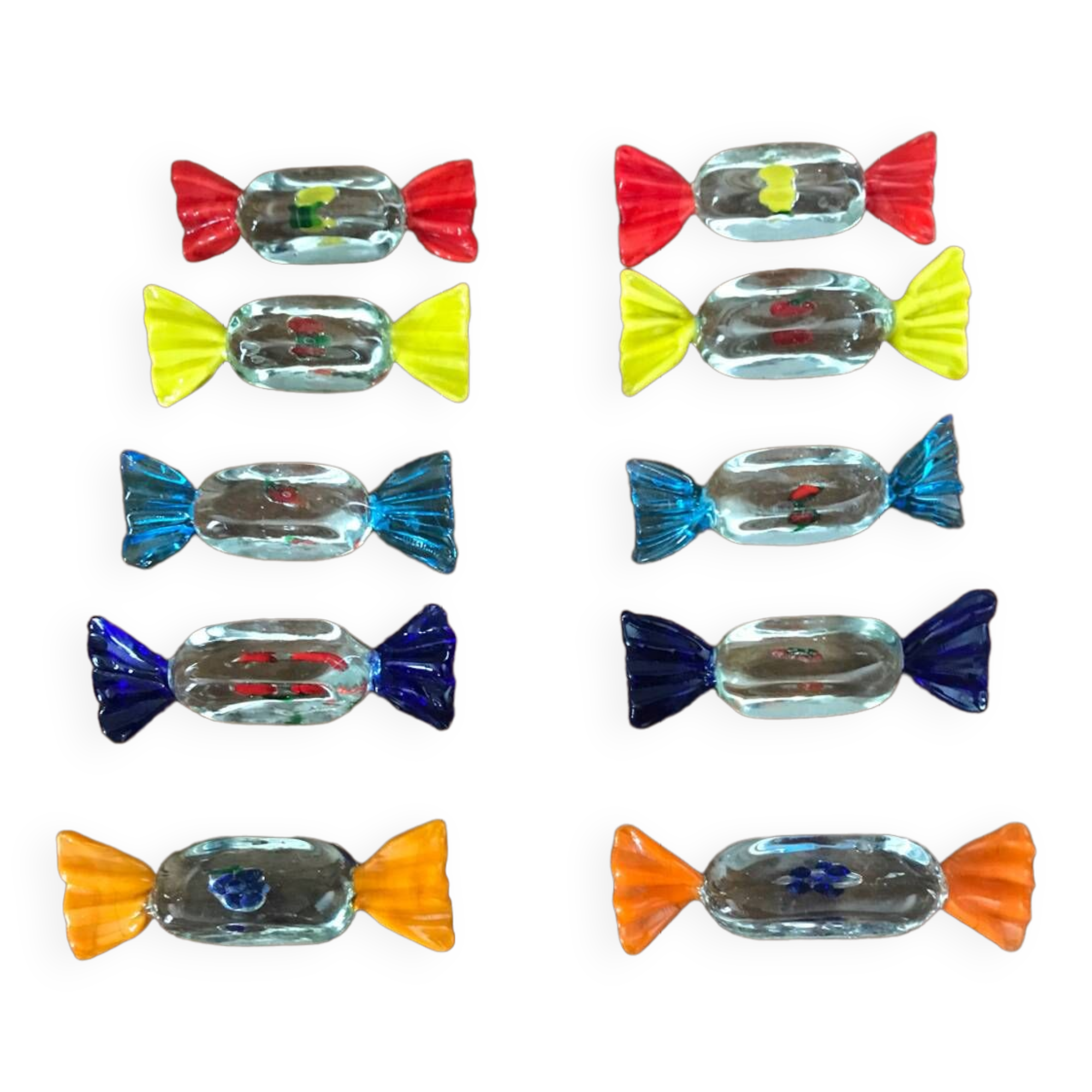 Lot de dix portes couteaux en verre murano
