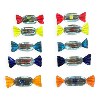 Set of ten murano glass knife holders