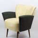Pair of vintage 1950s cocktail armchairs in yellow velvet and wood - set of 2