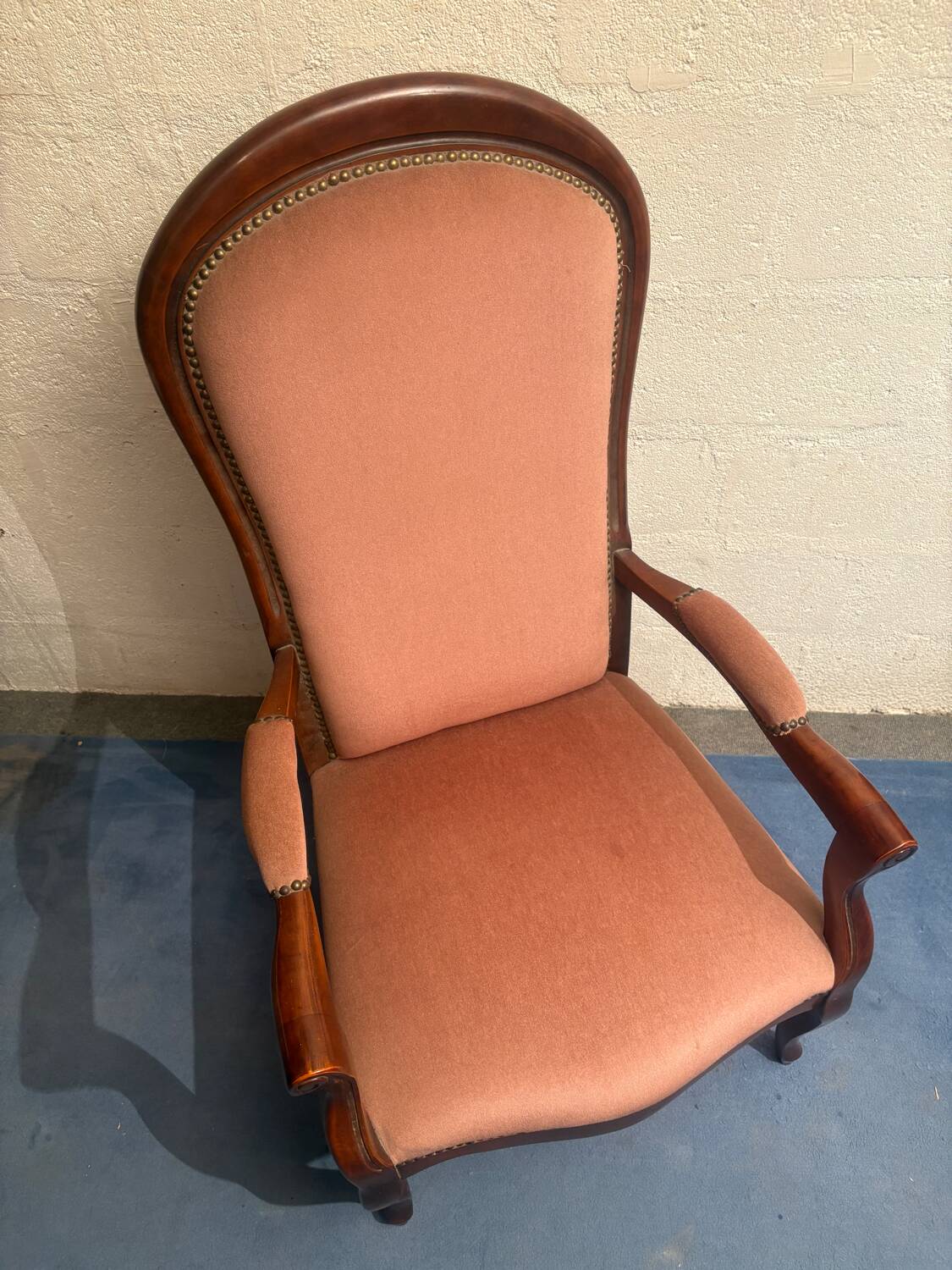 Fauteuil voltaire velours rose