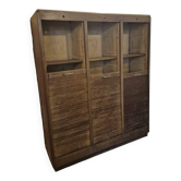 Beau meuble classeur ancien en bois, composé de 3 compartiments avec