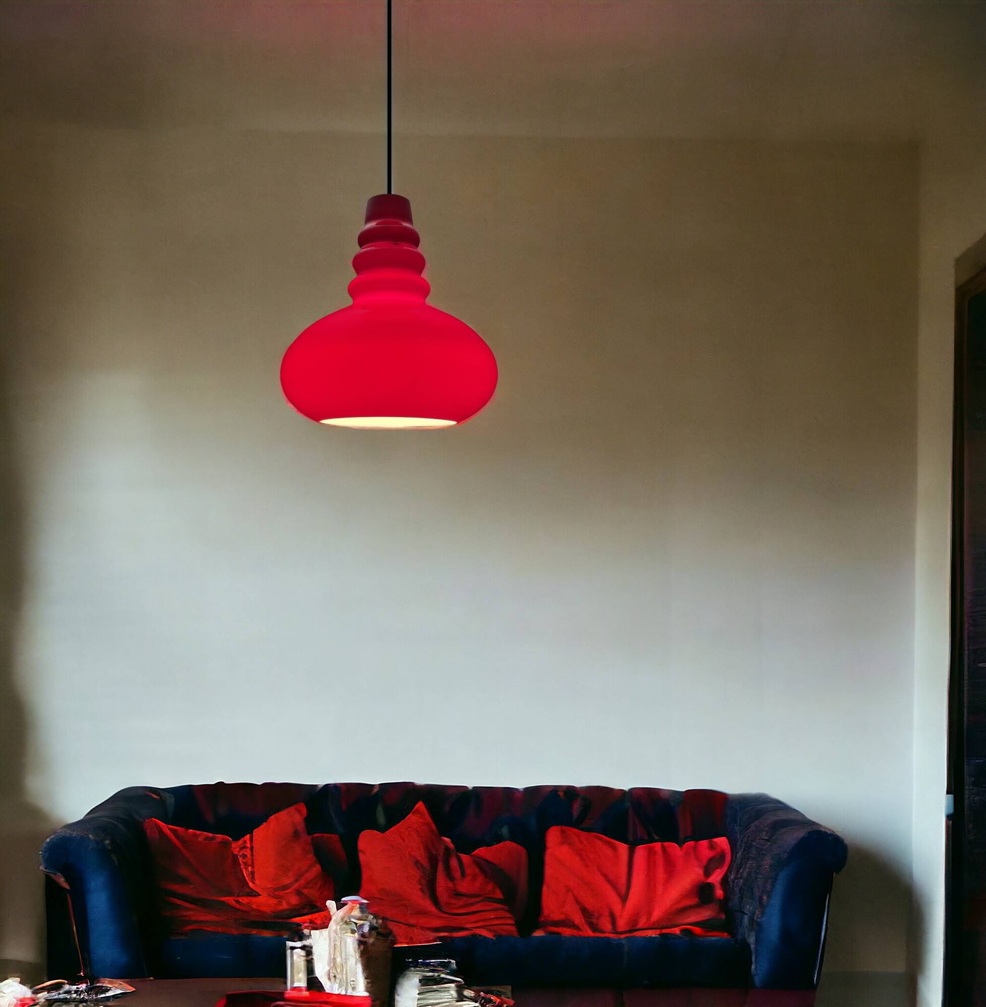 Peill & Putzler red opaline pendant lamp, 1960s and 1970s
