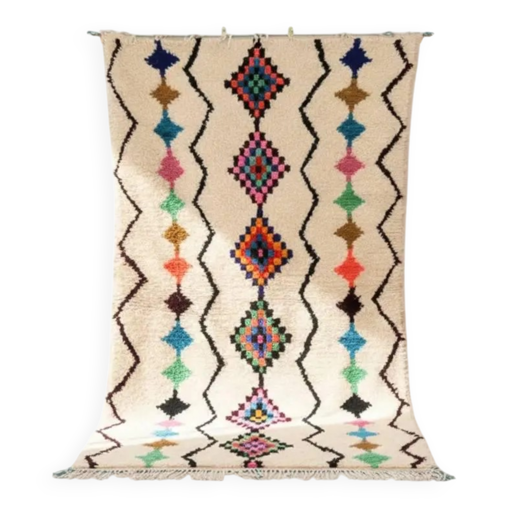 Unique natural wool Moroccan rug 3x2 m
