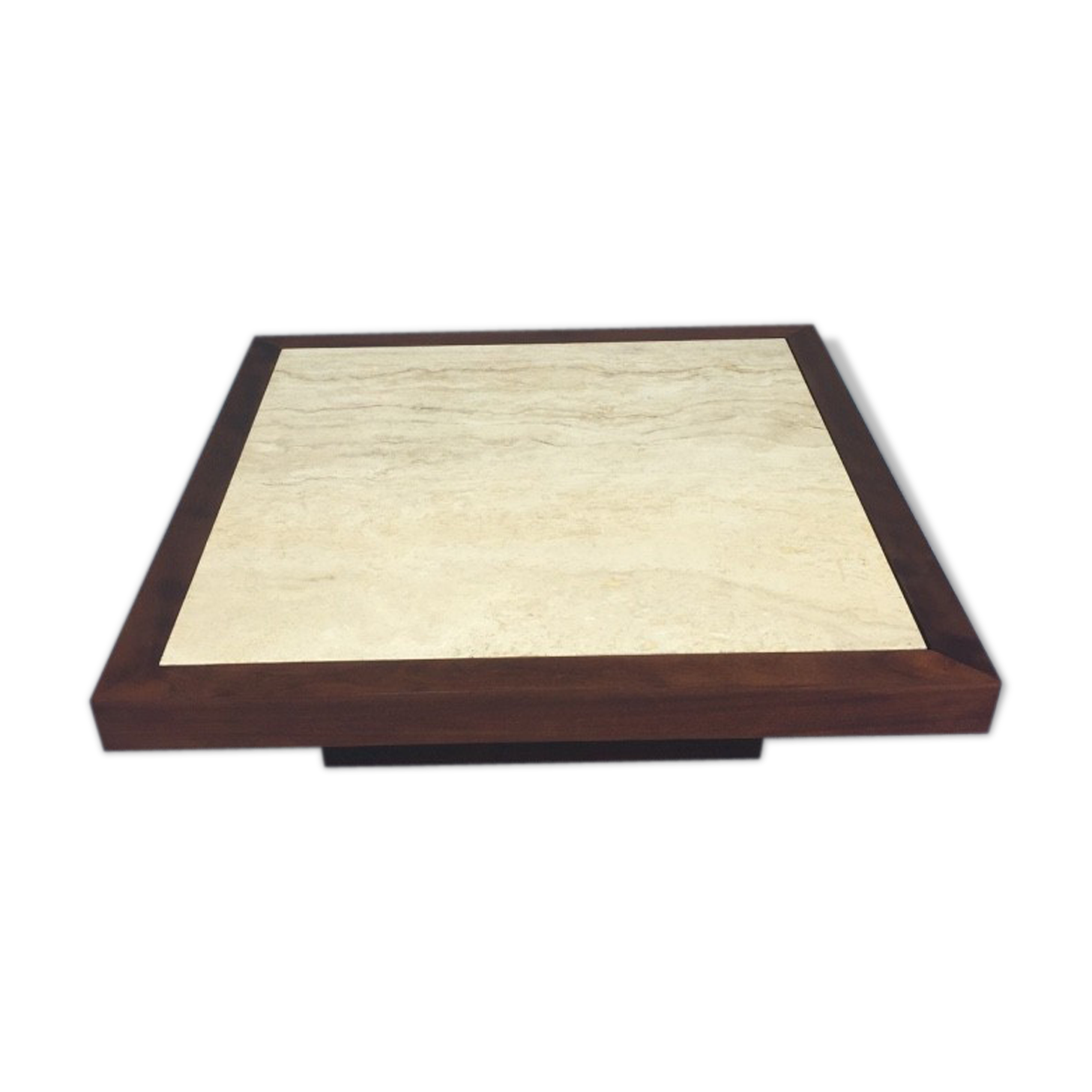Coffee table year 70 wood and travertine