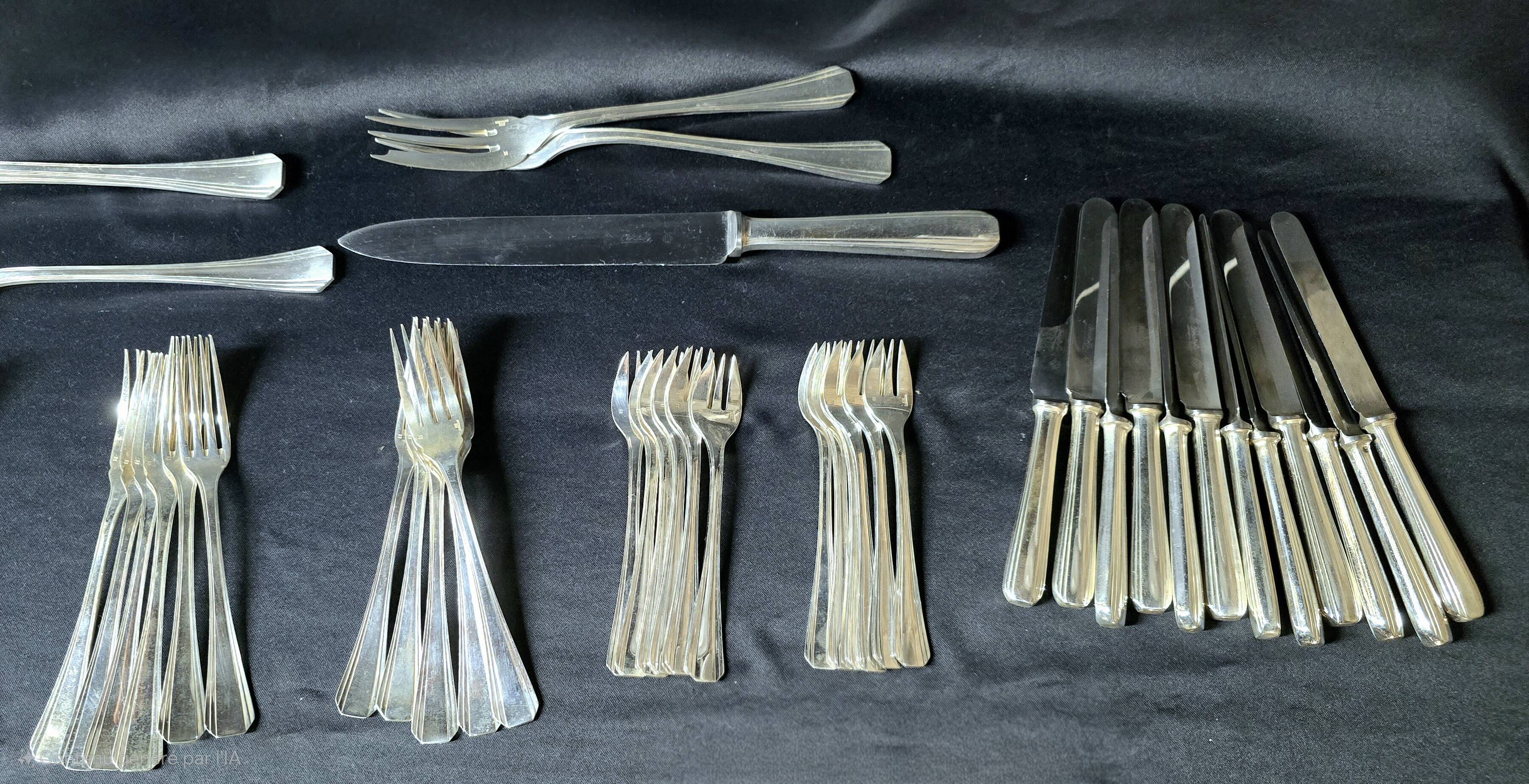 Christofle "Boréal" silver-plated cutlery set, 149 pieces in its box