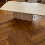 Minimalist design coffee table in unbleached travertine stone