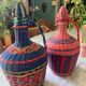 Trio de bouteilles en scoubidou vintage