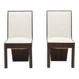 Set of heather wood and fabric chairs, 1940s.