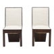Set of heather wood and fabric chairs, 1940s.