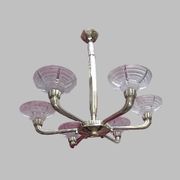 Important Art Deco chandelier in gilded bronze