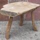 Brutalist coffee table in solid wood, tripod. (Popular art)