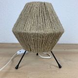 Tripod lamp rope and metal 50's