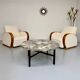 2 antique Art Deco club chairs from the 1930s, bentwood frame, bouclé fabric