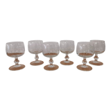 Set of 6 water glasses on feet, grape decoration and Luminarc vine shoot