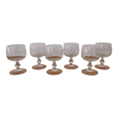 Set of 6 water glasses on feet, grape decoration and Luminarc vine shoot