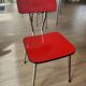 Vintage Lafague red formica set, 1 table, 6 chairs and 1 stool