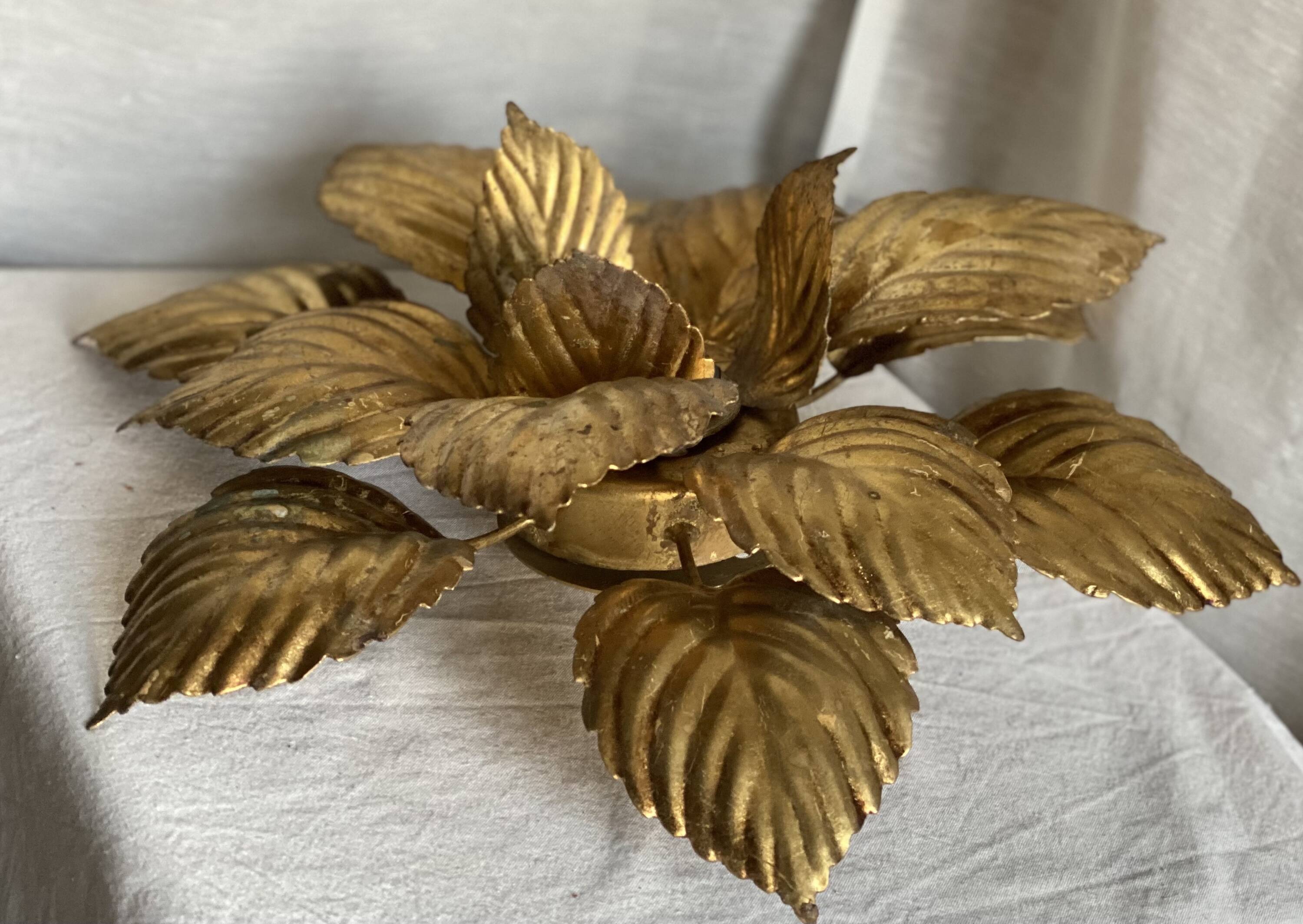 Applique (ou plafonnier) fleur dorée masca vintage 1980