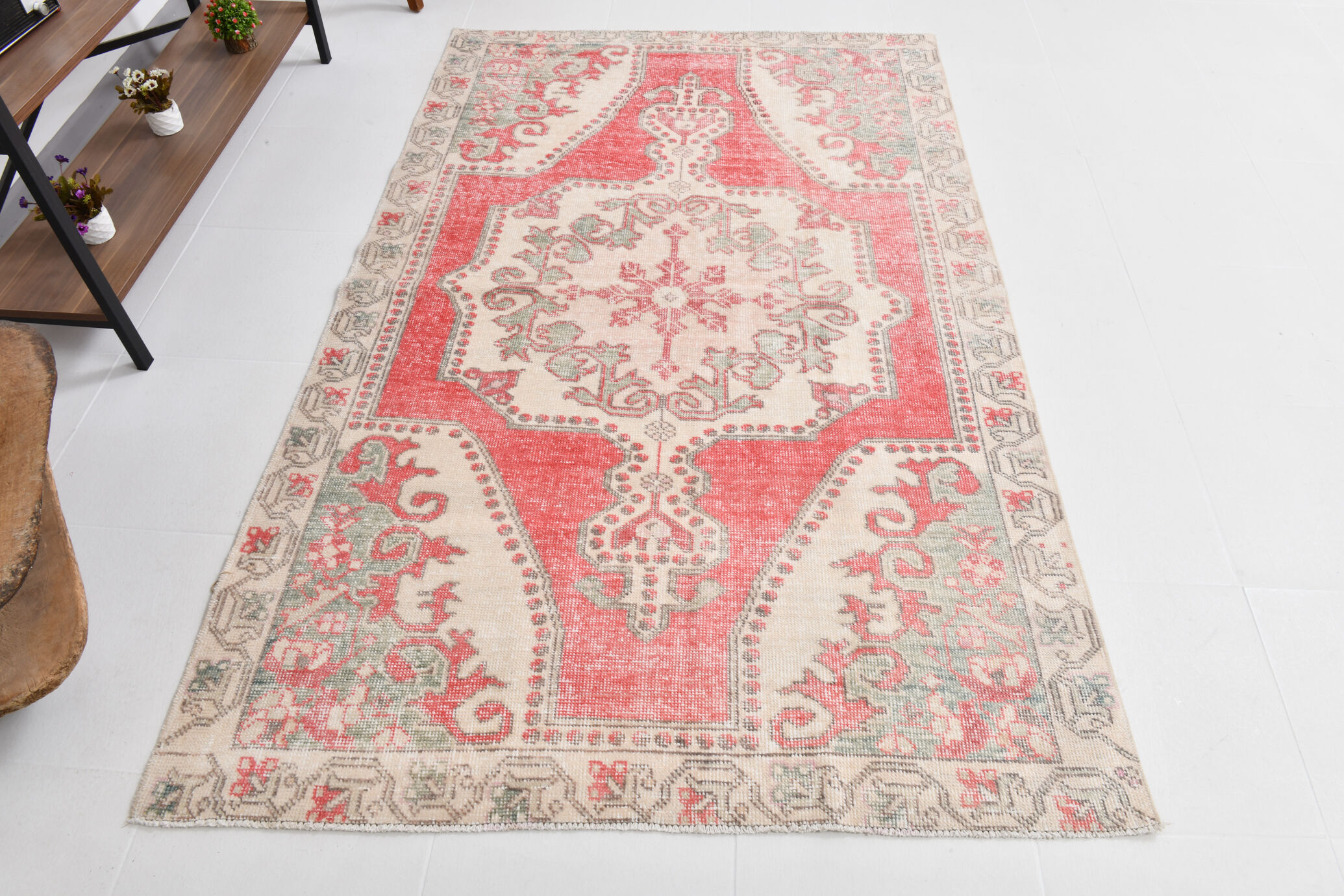 4x7 anatolian handmade vintage rug 215x138cm