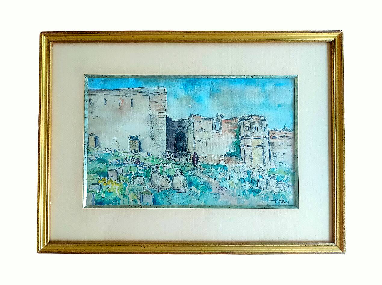 3 Paintings by Albert Lepreux (1868-1959) – Orientalist Watercolors, 1931-1933