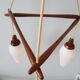 Danish teak hanging lamp three-flamed