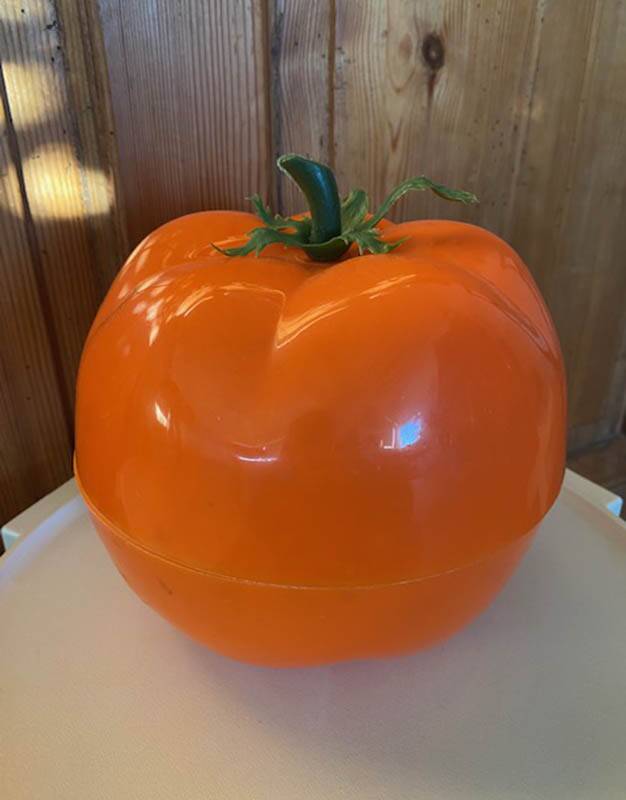 Orange tomato ice cube tray