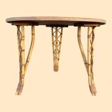 Bamboo and rattan table attributed to Audoux Minet